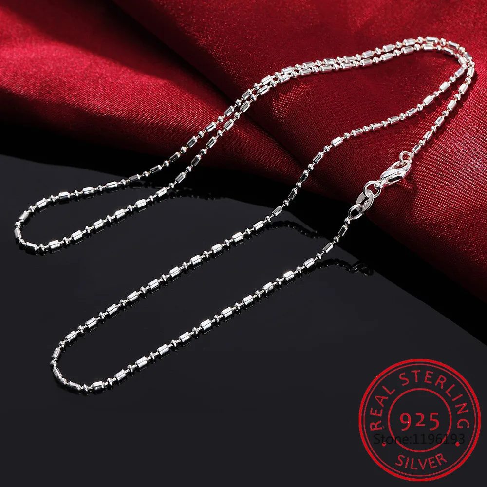 

925 Sterling Silver 16/18/20/22/24/26/28/30 Inch Bamboo Chain Necklace For Women Man Wedding Charm Jewelry Colar de Prata