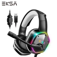 eksa wired gaming headset e1000 7 1 surround sound headset gamer pc with noise cancelling mic rgb light gaming headphone for ps4