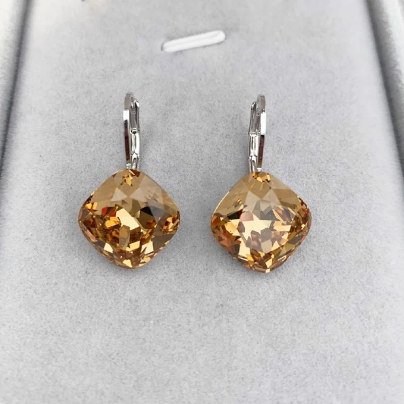 Квадратные летние серьги с австрийским кристаллом для женщин повседневная