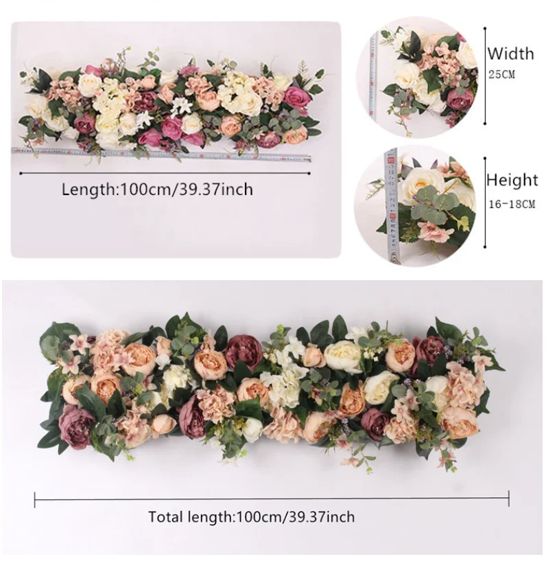 2 шт./лот 1 м дорога цитируется Искусственные цветы ряд свадебный Декор цветок