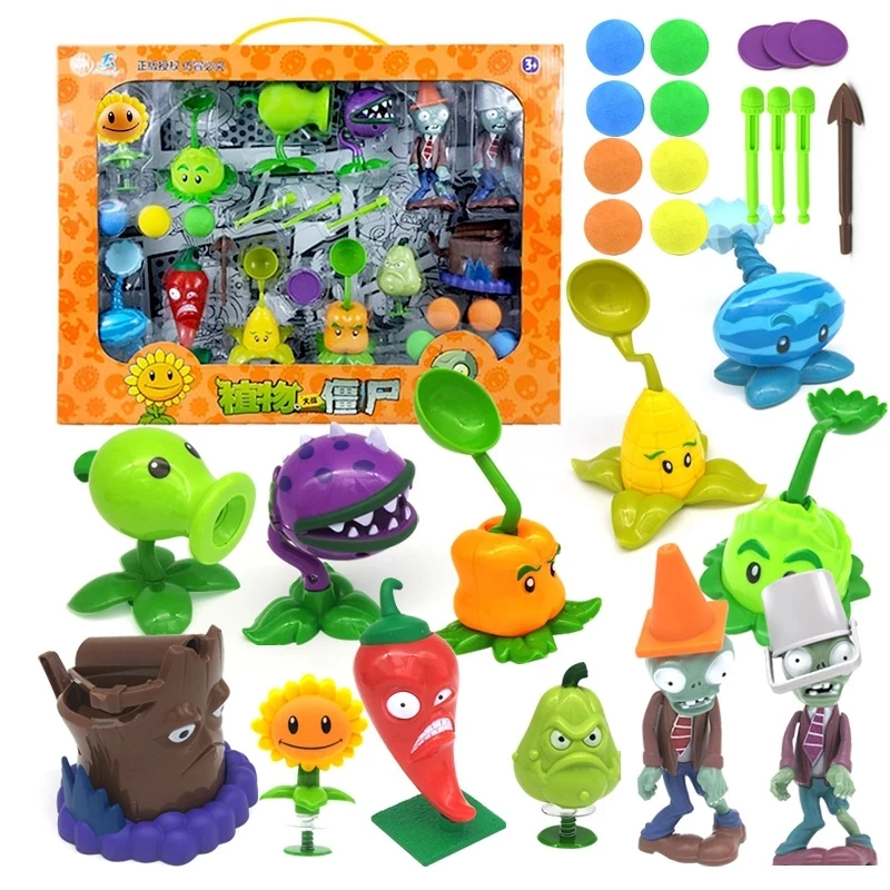 

New Role Plants Pea shooting Zombie 2 Toys Full Set Gift for Boys Ejection Anime Children's Dolls Action Figure Model Toy No Box