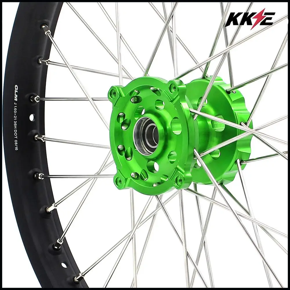 KKE 1.6*21 Spoked Front Wheel Rim for Kawasaki KX250F KX450F 2006-2018 Green Hub Black | Автомобили и мотоциклы