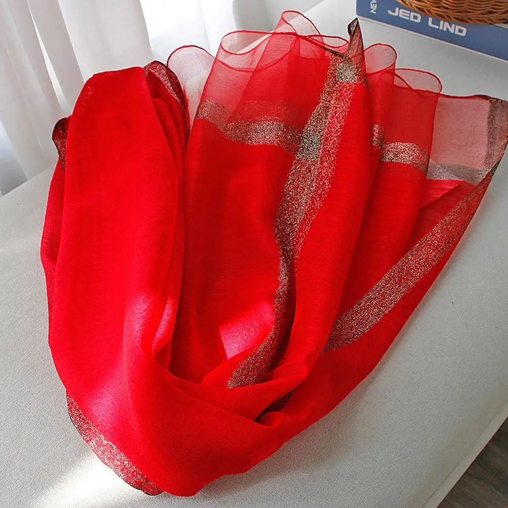 

Autumn and winter Scarf Women Solid Color Scarf Spring Summer Travel Sunscreen Shawl and Wraps Silk Beach Towel 200CM