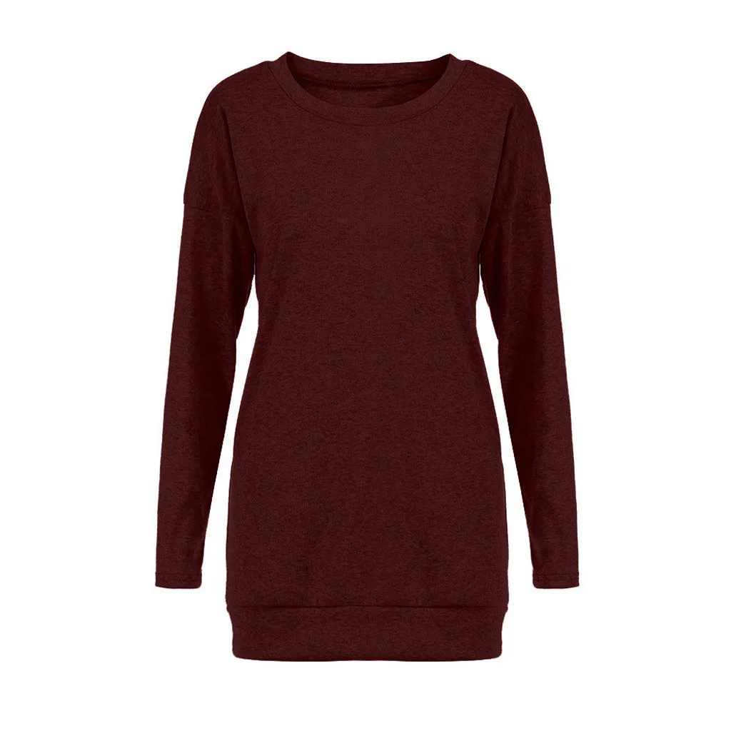 High Recommend Fashion Women Loose Long Sleeve Shirt Solid Patchwork Bottom T-Shirt Tops Clothing | Женская одежда