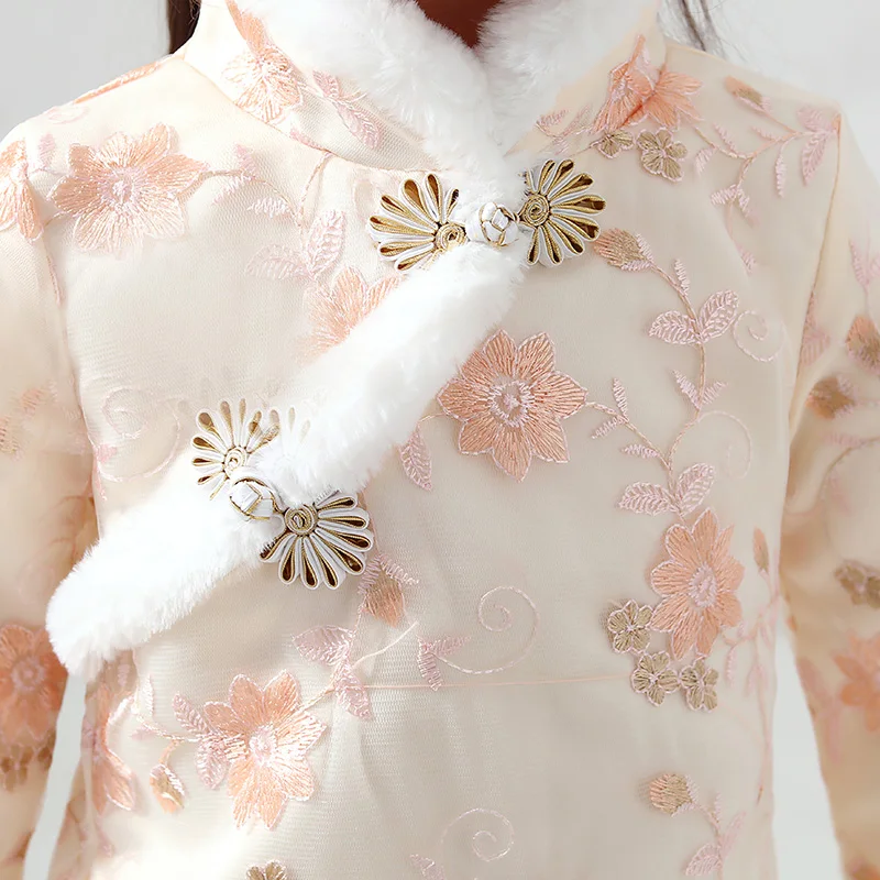 Китайские традиционные старинные вышитые новогодние платья для девочек ханьфу