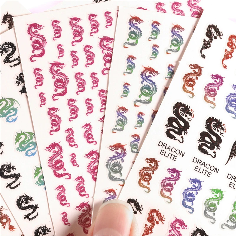 1 шт. 3D наклейка для ногтей красный черный красочный китайский дракон дизайн