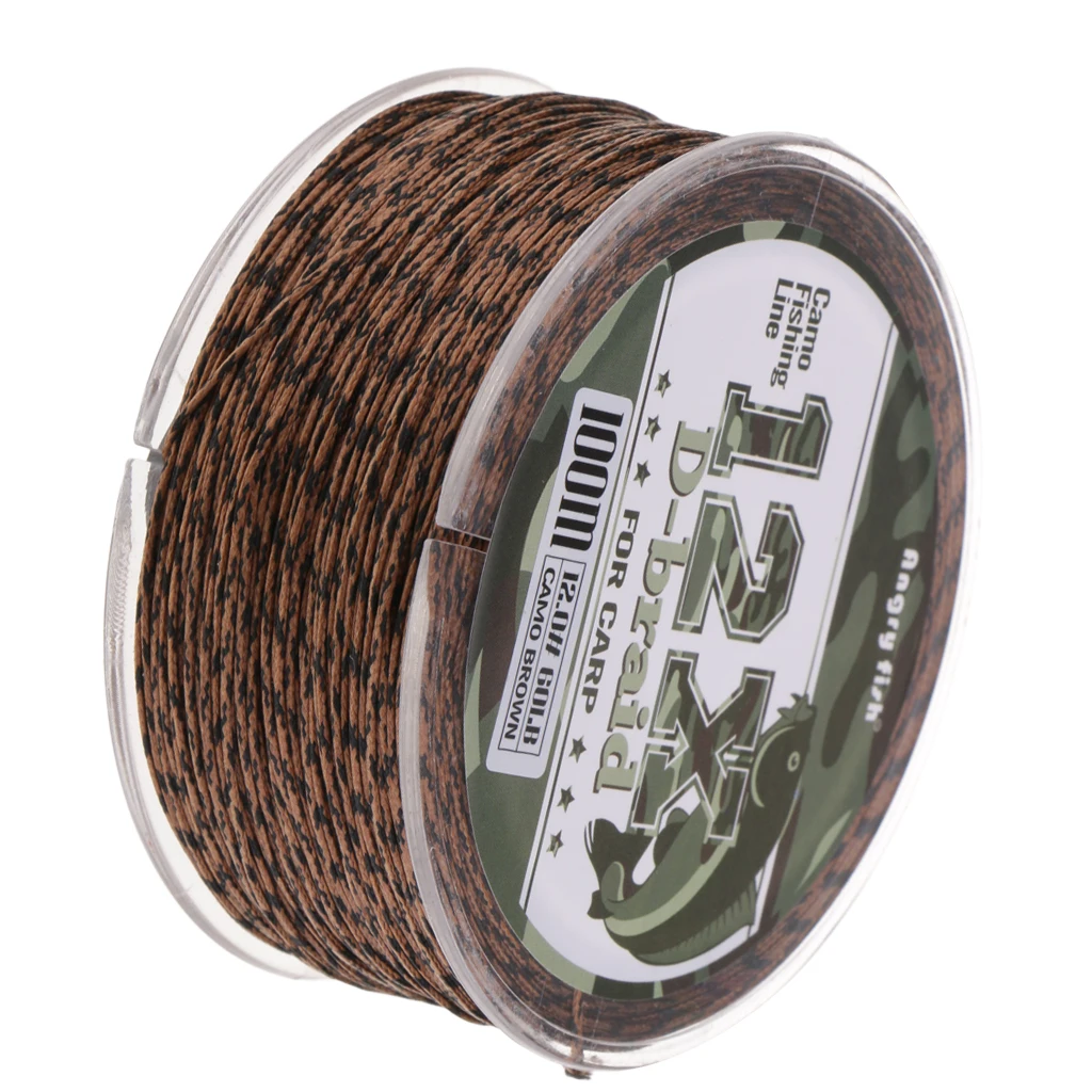 

100m Super Strong Zero Stretch Brown Braided Fishing Line 12 Braid Multifilament PE Line