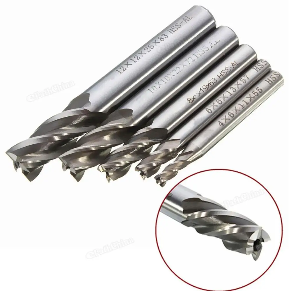 5 шт./лот HSS CNC с прямым хвостовиком 4 концевые фрезы канавками сверло инструмент
