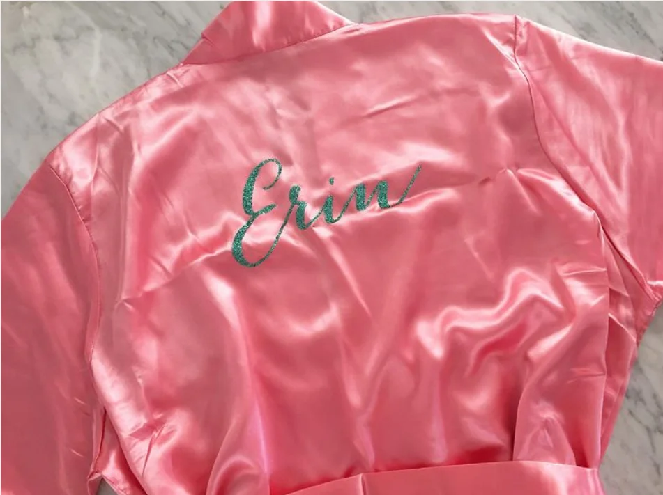 Персонализированный пыльный синий халат горничной honor Атласный для невесты