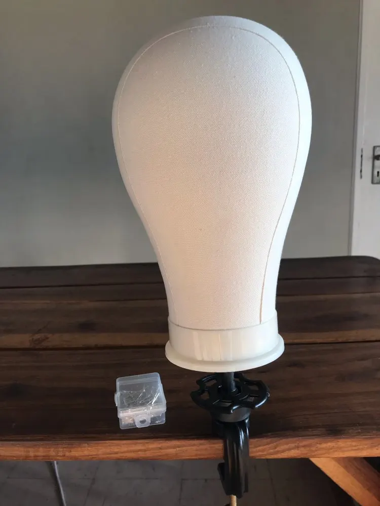 CAMMITEVER 21" Wig Stand With Head Canvas Block Mannequin Off Displaying Making Styling Maniquin T Needle | Дом и сад