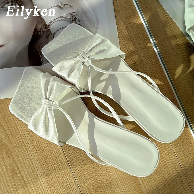 

Eilyken/Новые летние тапочки с квадратным носом; Женские шлепанцы с бантом-бабочкой; Женская пляжная обувь на низком каблуке; Цвет желтый, черны...