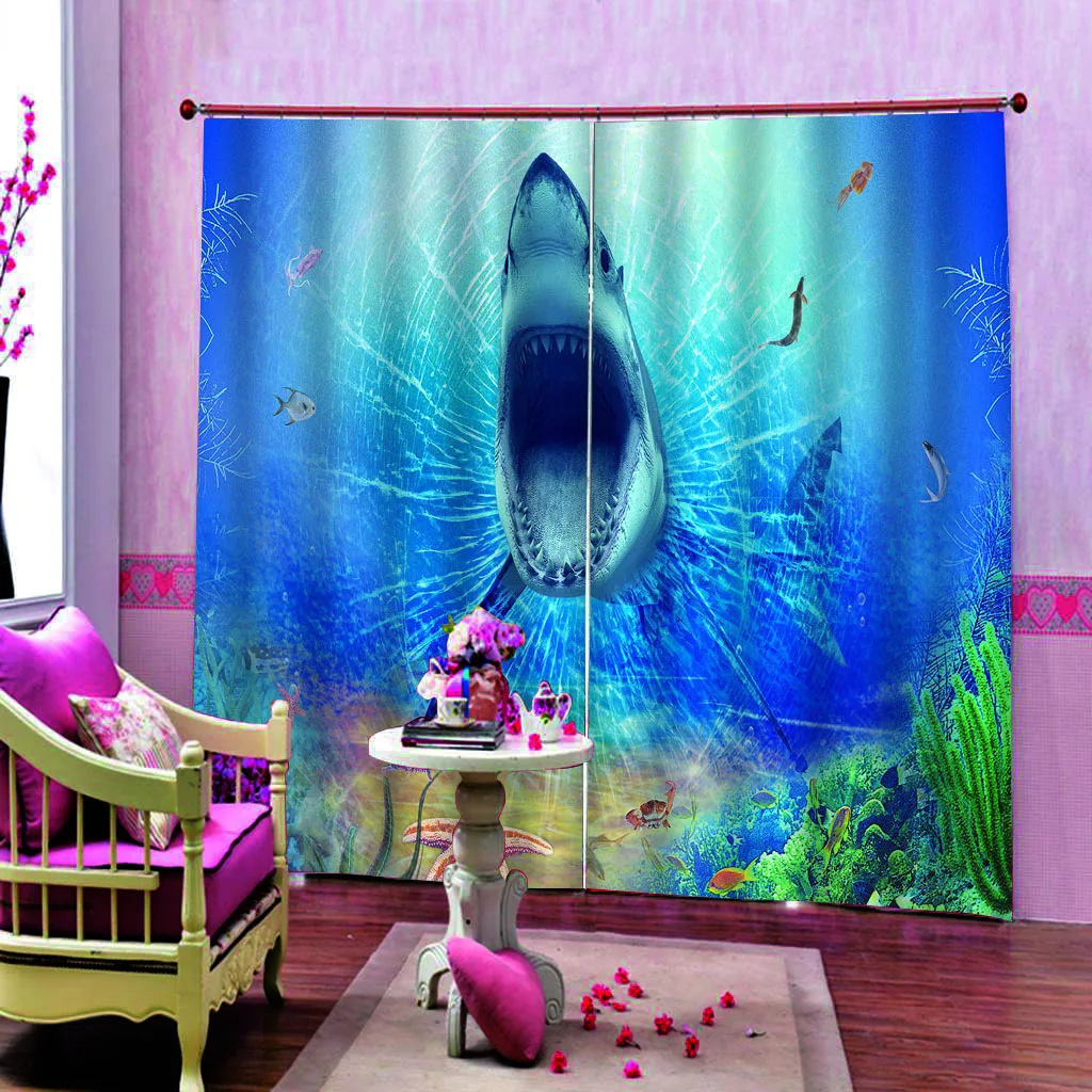 3d-занавеска с изображением акулы занавеска для гостиной детской спальни принтом