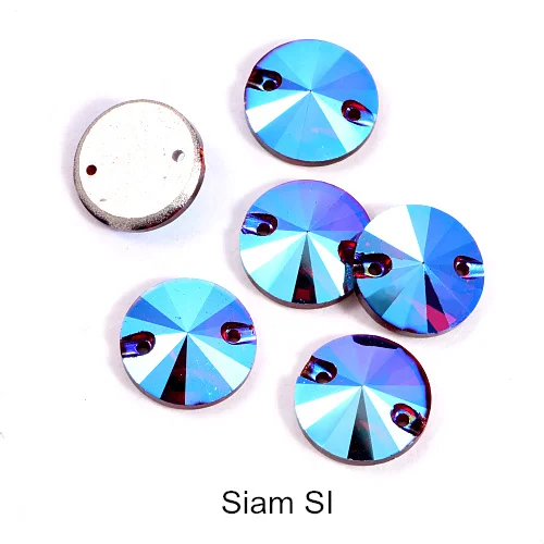 208SI-Siam SI 40pcs AAAAA Quality 12mm Round Rivoli Glass Sew On Rhinestones Flatback Crystal Sewing Strass for DIY Wedding Dress B1248 - Цвет: 208SI-Siam SI