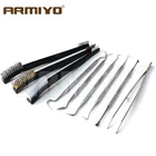 Набор для чистки оружия Armiyo 9 шт.компл., щетка для пистолета, углеродные отверстия, набор для грязи из нержавеющей стали, двухсторонний Набор для охоты