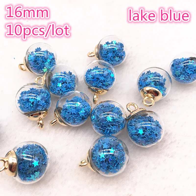 05 lake blue Новые 10 шт 16 мм Красочные прозрачные стеклянные подвески в виде звезд найти аксессуары для волос ювелирные подвески серьги - Цвет: 05 lake blue