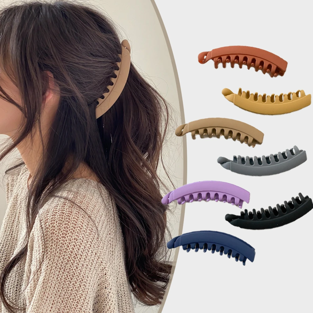 

Frosted Hair Clips Solid Color Banana Clip Women's Hair Accessories Fashion Ponytail Barrettes Hair Claws Hairpins