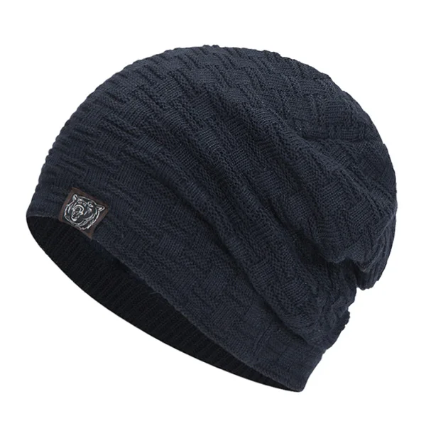 navy Xlamulu Мужская зимняя шапка Skullies вязаная шапка для женщин зимняя шапка мужская шапка Gorros Bonnet Мягкие вязаные шапки хлопок - Цвет: navy