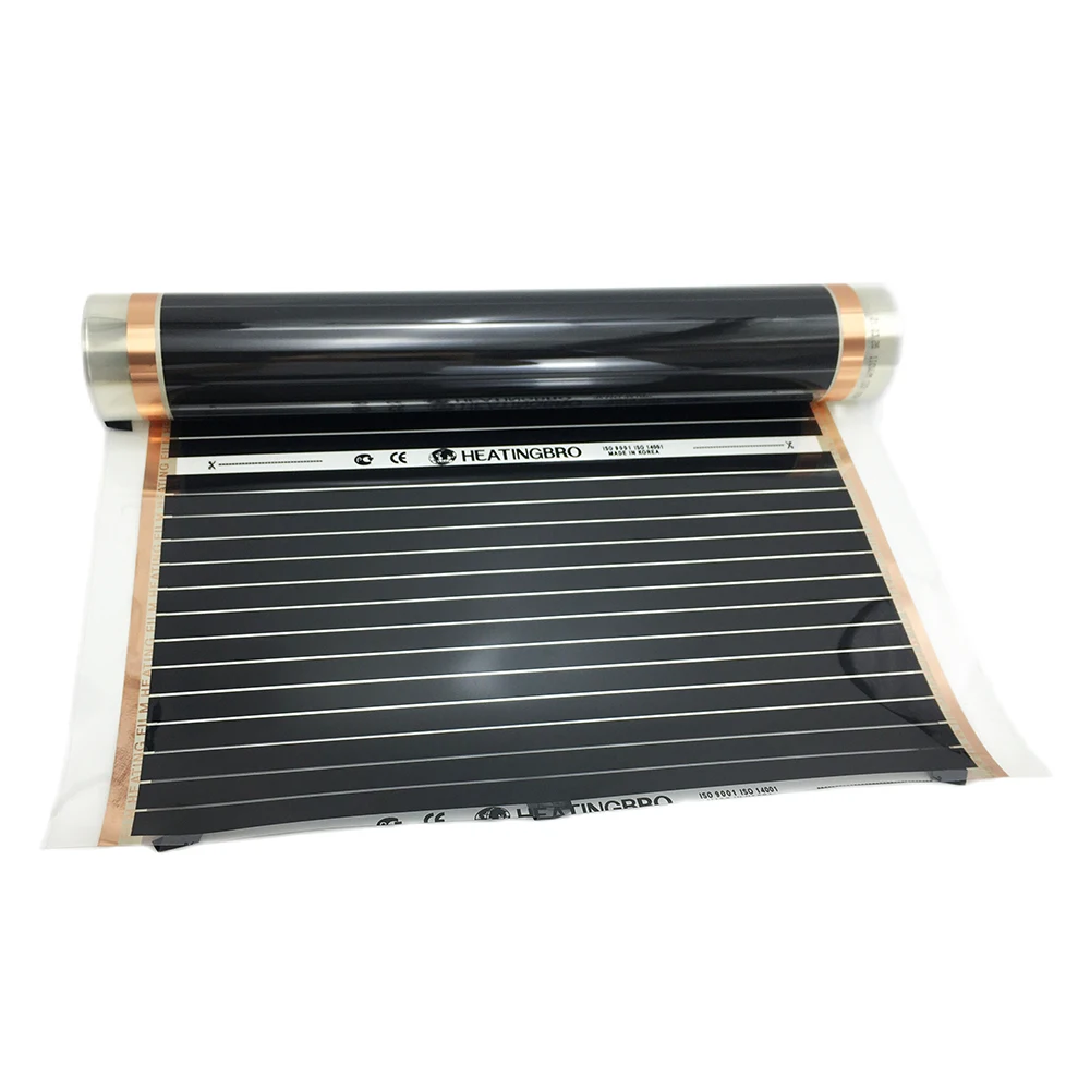 50cmX6m 3m2 Infrared Floor Warm Mat 220w/m2 Carbon Heating Film with Clamps and Insulation Pastes |
