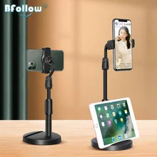 BFOLLOW 2 in 1 Mobile Phone Holder Tablet Stand Mount 360 Degree Rotate for Desk High Angle Shoot Video Oval Base Smartphone