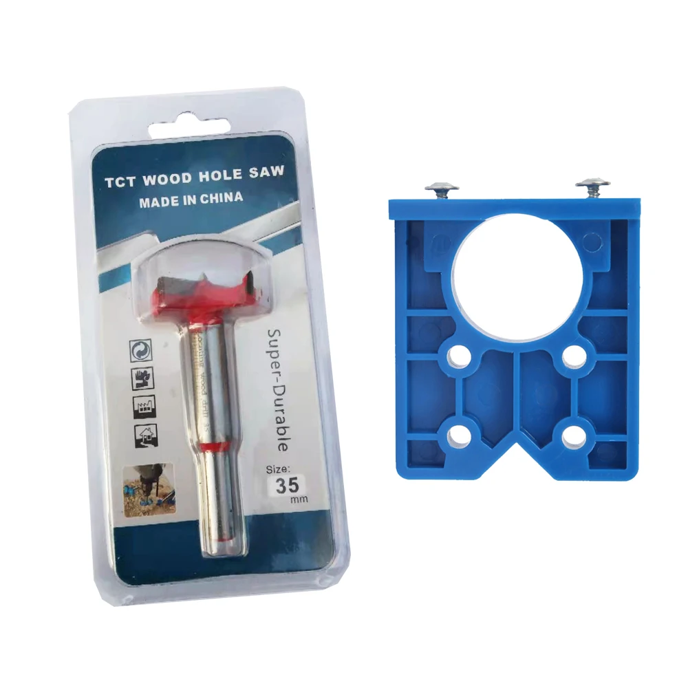 

Hinge Hole Drilling Guide Locator Hinge Drilling Jig Drill Bits Woodworking Door Hole Opener Cabinet Accessories Tool 35mm