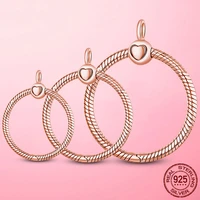 real 925 sterling silver rose gold color o pendant fit original chain link necklace diy charm beads jewelry gift