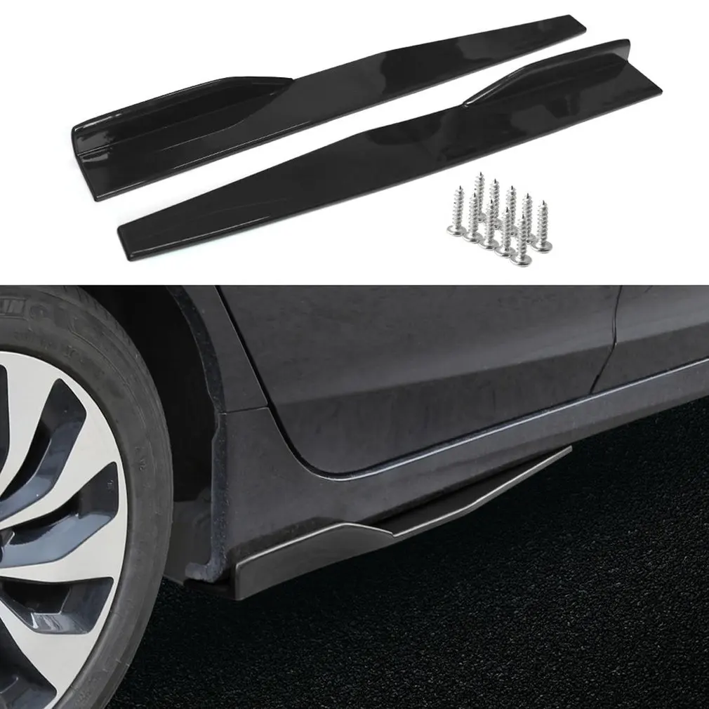 2pcs 74.5cm Universal Car Side Skirt Rocker Splitter Winglet Wing Bumper Lip Black Carbon Fiber Look Skirts | Автомобили и