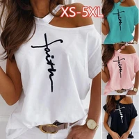 sexy female off shoulder womens t shirt letter printing oversized short sleeve loose women clothing halter neck t shirt