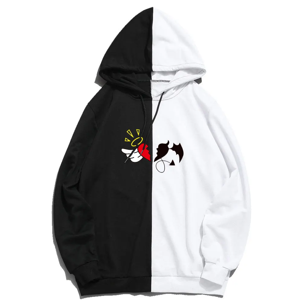 

Personality best-selling men's and women's casual jackets on the new autumn writing round eyes two-color hoodie all-match pullov