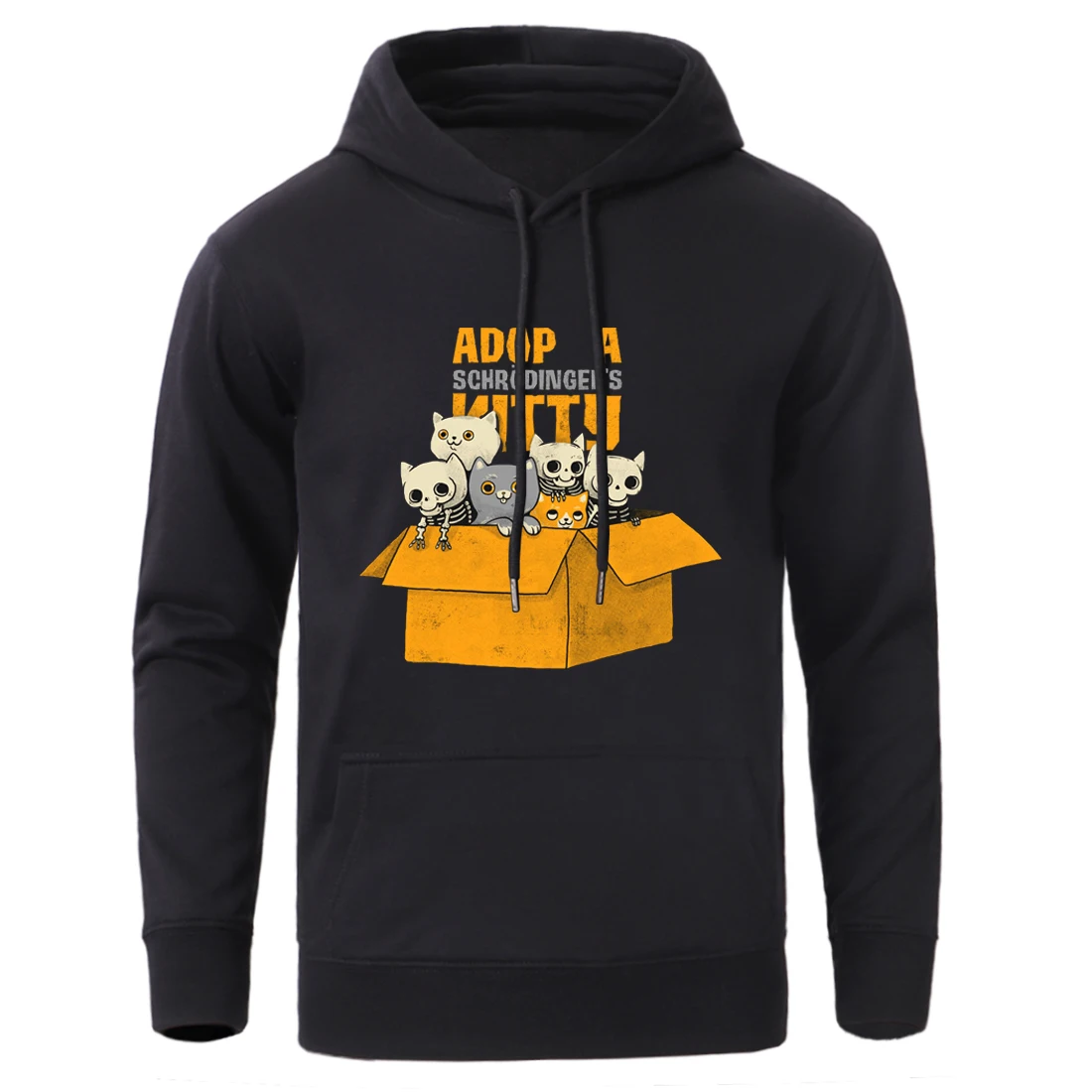 Толстовка мужская с капюшоном и принтом кошек на флисе|Мужские толстовки