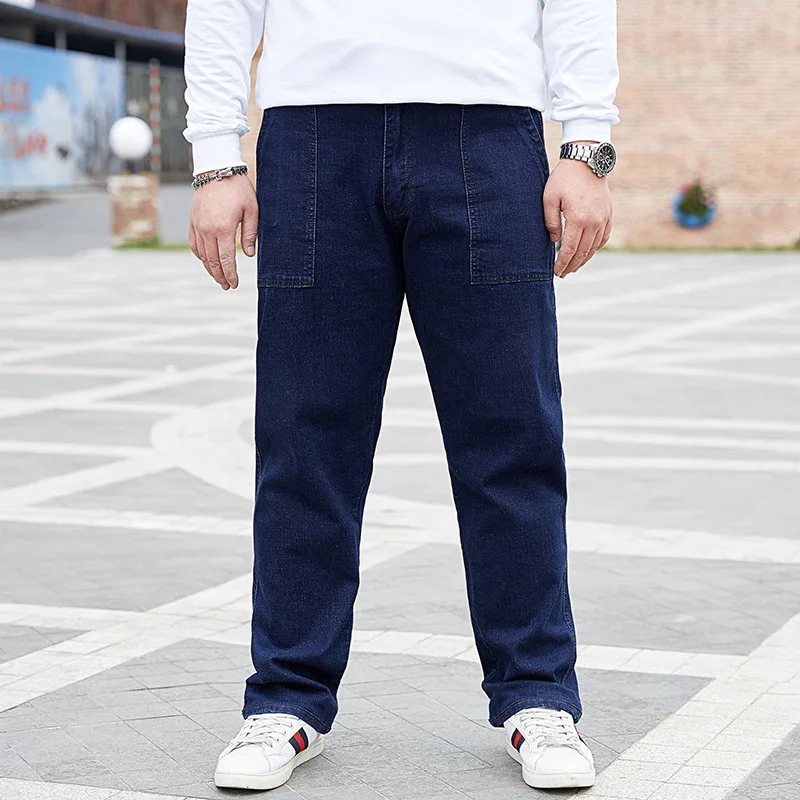 

Free shipping plus size 28-48 Stretch Jeans Mens spring Quality Pants Men Straight Business Casual long Trousers Jean Male