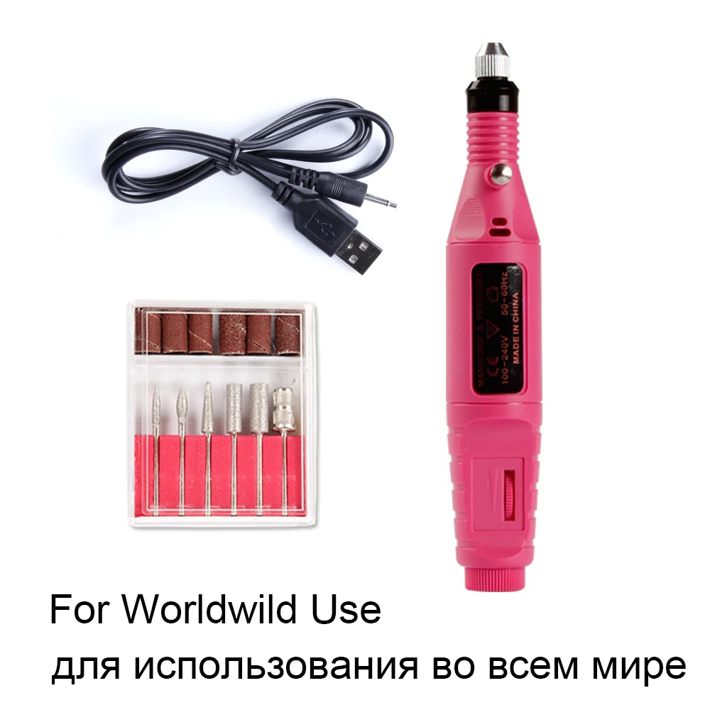 Rose Red Электрические сверла для ногтей набор маникюрный аппарат дизайн ногтей Шлифовальная Пилка Гель-лак для снятия керамического фреза педикюрные ножницы - Цвет: Rose Red