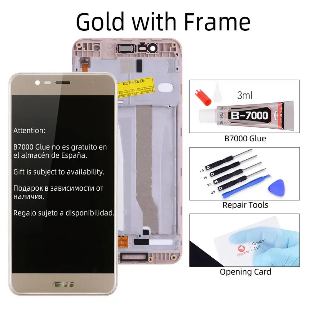 Дисплей для ASUS Zenfone 3 Max ZC520TL X008D LCD в сборе с тачскрином на рамке черный белый золотой - Цвет: with Frame Gold