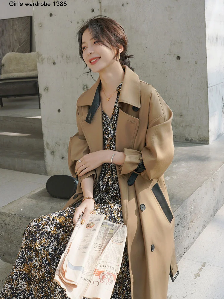 

Женская Длинная ветровка выше колена, новая модель весна-осень 2020, Корейская версия с закрывающей талией и приталенным британским стилем