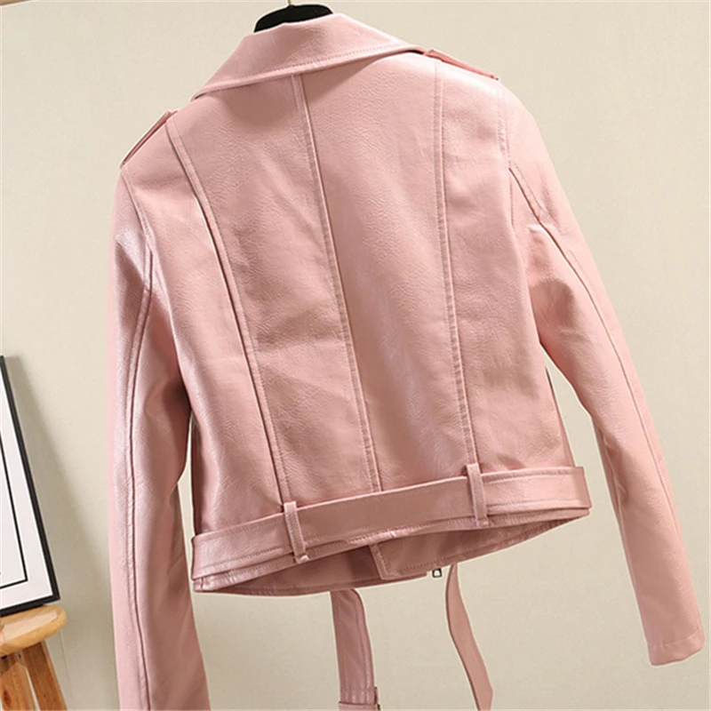 Женская модная мотоциклетная куртка из искусственной кожи на молнии Весенняя