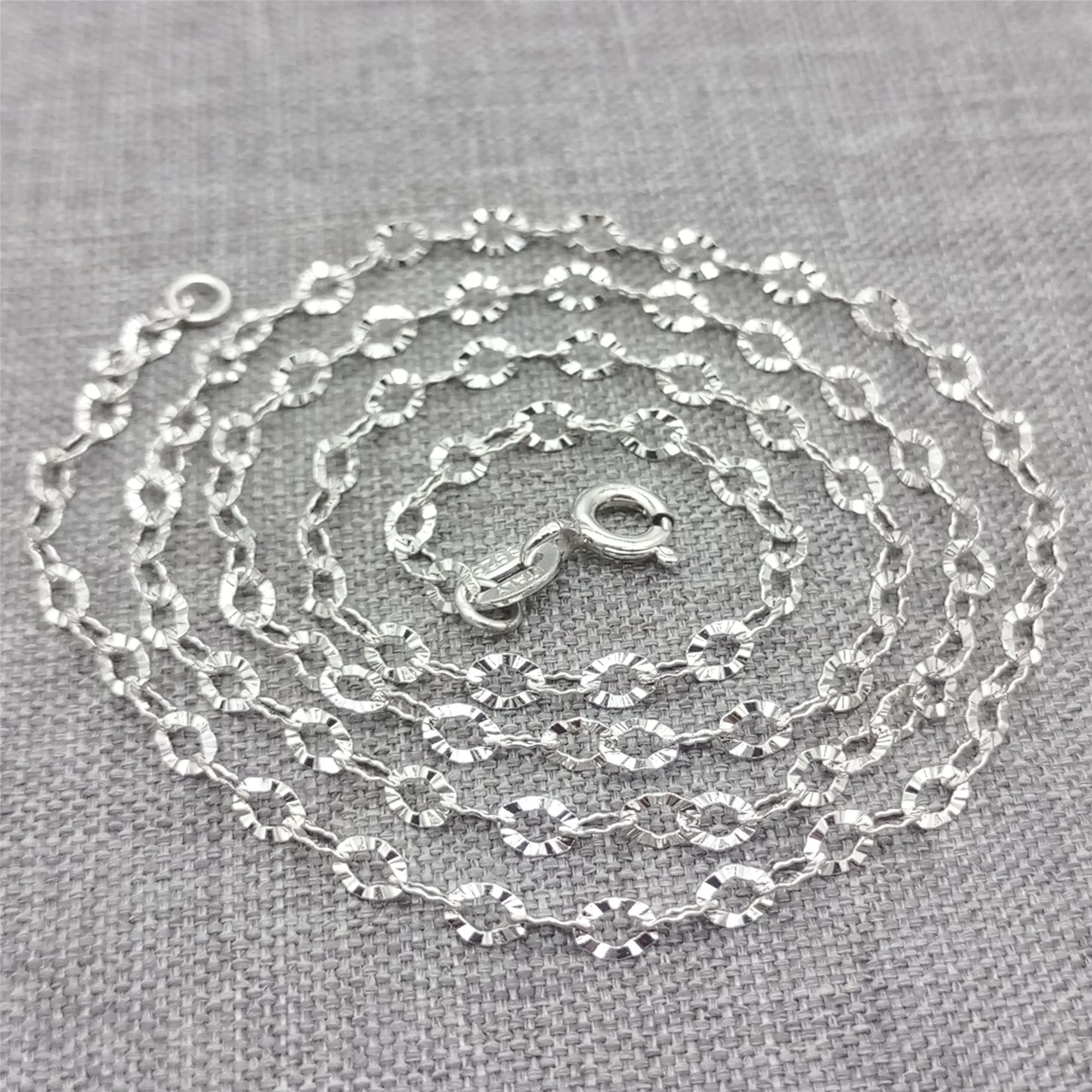 925 Sterling Silver Sparkle Cable Chain Necklace w/ Rhodium Plated 16 18 Inches