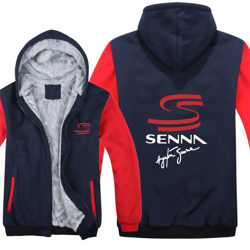 Ayrton Senna толстовки куртка мужская зимняя мужская повседневная шерстяная подкладка флис утолщаются Ayrton Senna толстовки с капюшоном