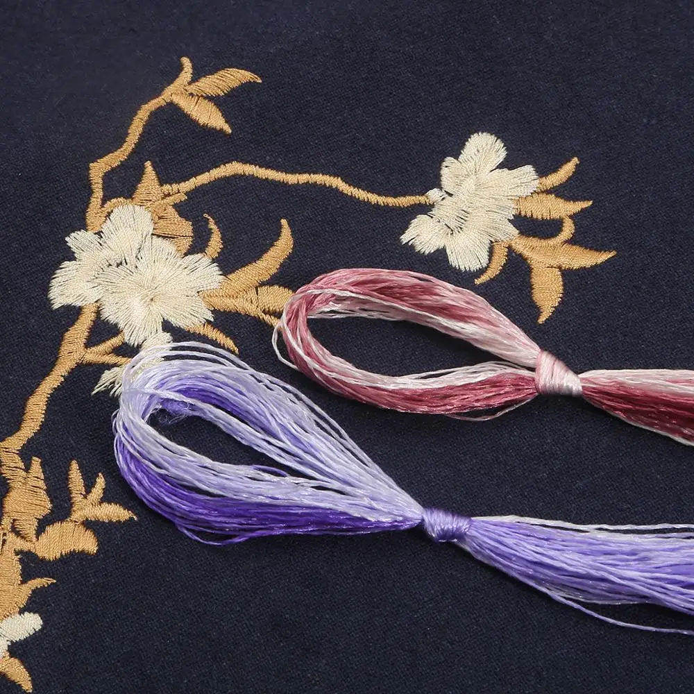 Высококачественные 20 метров разноцветные нитки для вышивки крестом шелковая