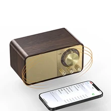 Wooden Retro Classic Soundbox Bluetooth-Compatible 5.0 Stereo Speaker Surround Super Bass Subwoofer AUX FM Radio For Computer PC