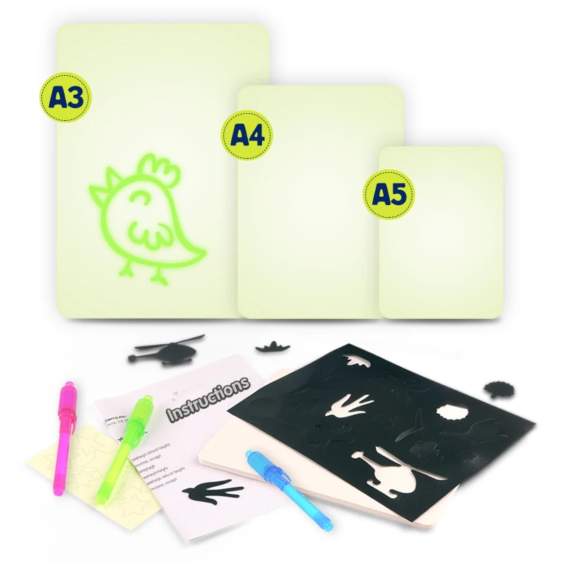 Luminous LED Draw With Light In Dark Children Toys Tablet Magic Drawing Board Set Fluorescent Pen Educational Noctilucent Kids | Игрушки и