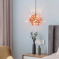 modern creative colored petal glass chandelier corridor bedroom headlamp simple led luxury copper chandelier