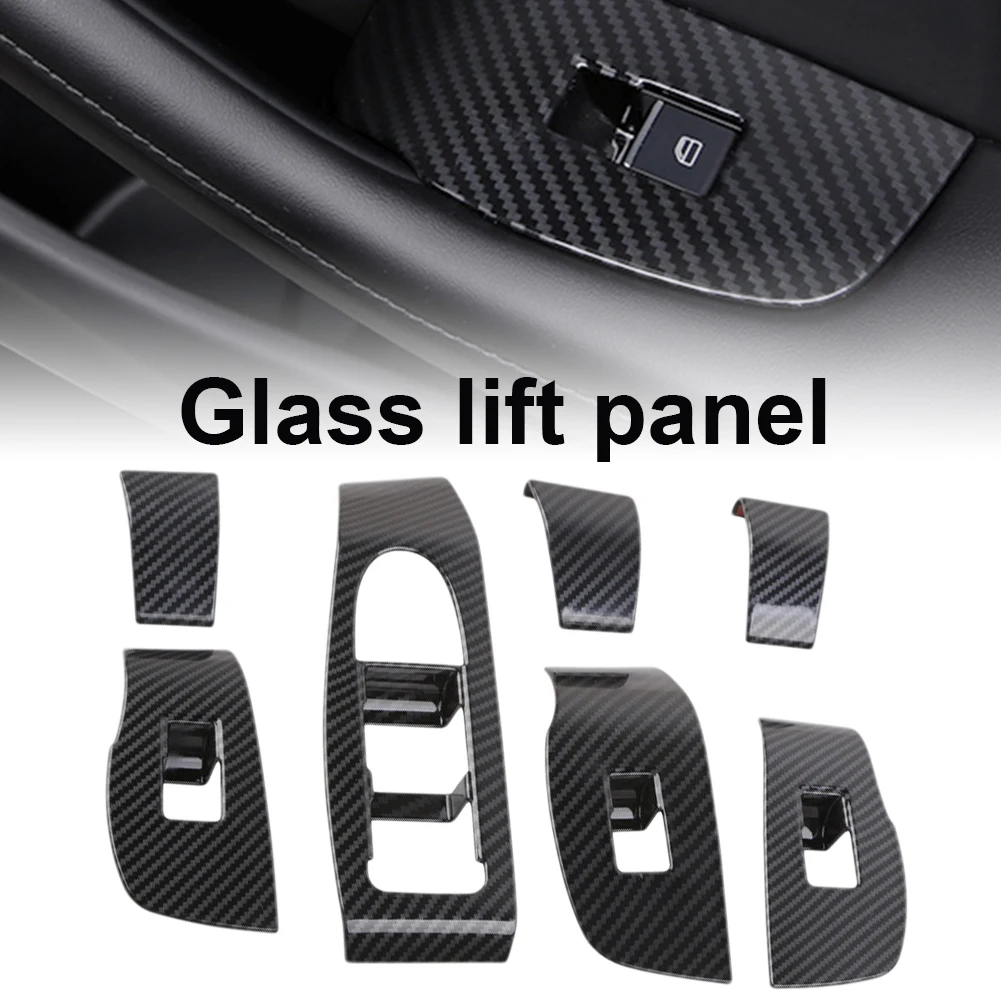 

Car Door Window Lift Switch Panel Cover Carbon Fiber Black Power Window Button Sticker for Mazda CX30 3 Axela BP 2020 2021