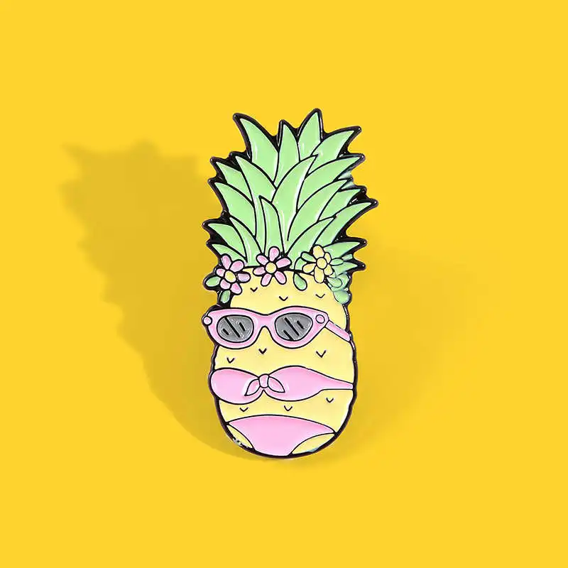Мультфильм эмаль ананас на булавке значок рюкзак Симпатичные Фрукты брошь