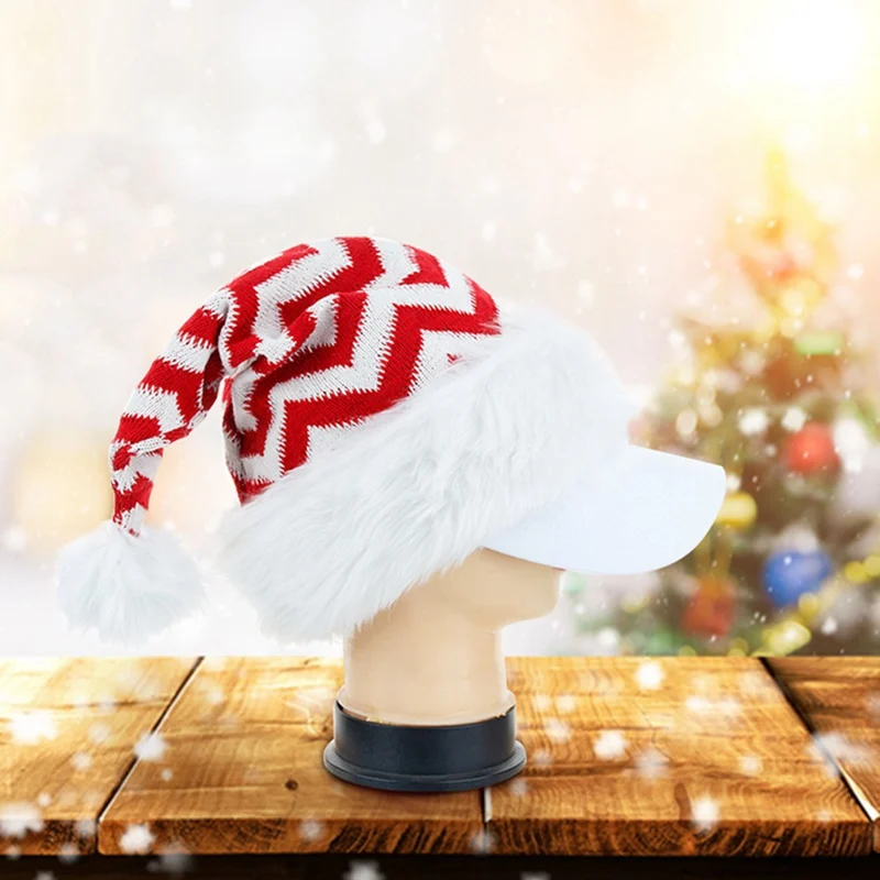 

Creative Children Christmas Hat High-end Xmas Adult Kids Knitted Cap 2021 New Year Party Warm Woolen Long Pom Pom Hat
