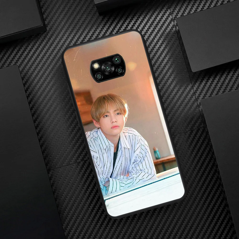 

Bangtan Boys Kim Tae Hyung Phone Case Cover Hull For Xiaomi Mi A2 A3 8 9 SE 9T 10 10T Lite Pro Ultra Poco X3 black Funda Trend