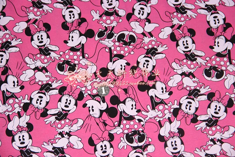 Мультфильм Минни Маус танец печати Трикотажная хлопковая Лоскутная Ткань лайкра