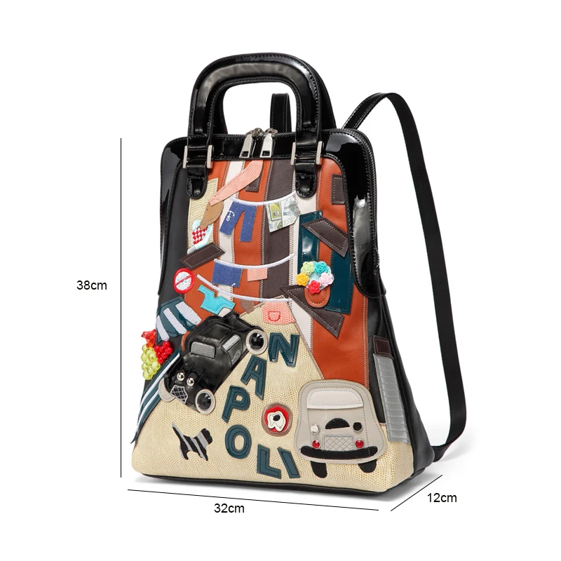 

Bestform Luxury Backpack 2021 New Large Capacity Shoulder Bag Women Backpack Fashion Creative Splicing Cartoon Female Bags