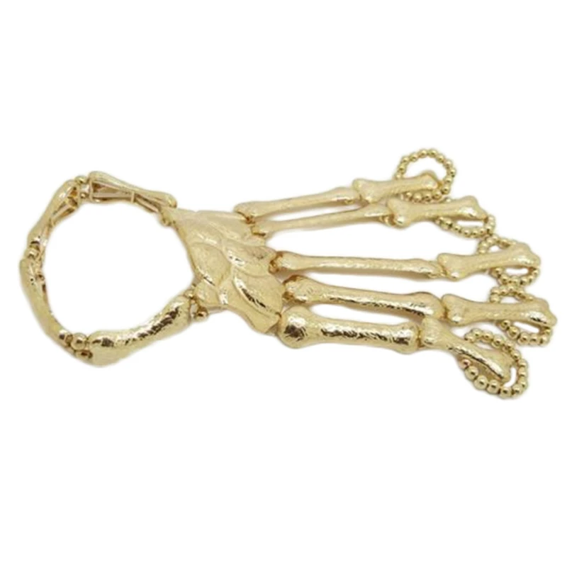 

Punk Gothic Skull Bracelet Hand Bone Bangles Flexible Metal Bracelets For Women Men Nightclub Party Hip Hop Jewelry