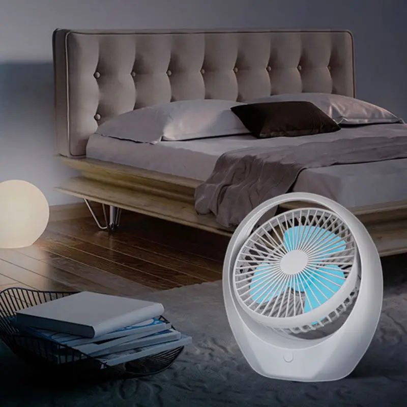 

Portable Electric Rotation Desk Fans 3-leaf 3-Speed USB Battery Rechargeable