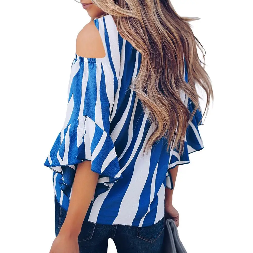 

Womens Off Shoulder Tops Ladies Summer Casual Loose T Shirt Loose Tie Knot Blouses Tops