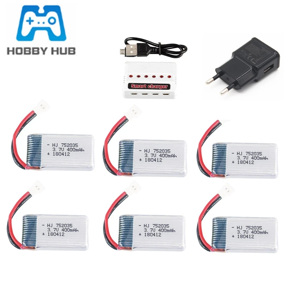 Аккумулятор Lipo 3 7 в 400 мАч + зарядное устройство 6 1 с usb для JJRC H31 H43hw Запчасти